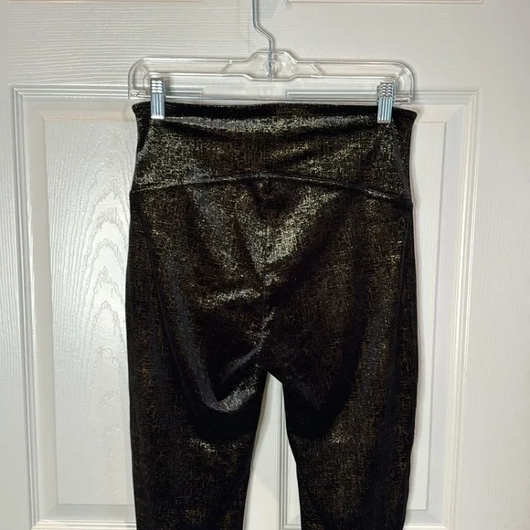 Spanx leggings, NWOT. Velvet and gold metallic. Sooooo classy and stunning. - Picture 4 of 8